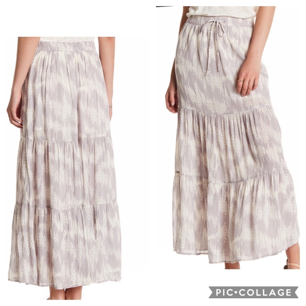 WILD PEARL semi sheer pattern drawstring skirt M